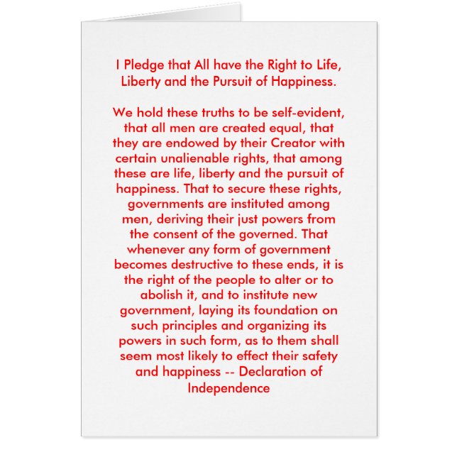 Cartão ! Declaração de Independência do Crio U (Frente)