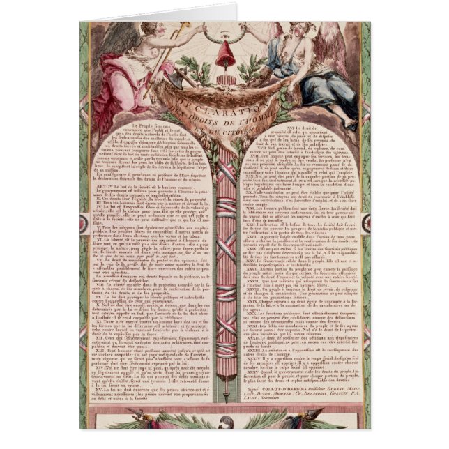 Cartão Declaração dos direitos de homem, 1793 (Frente)