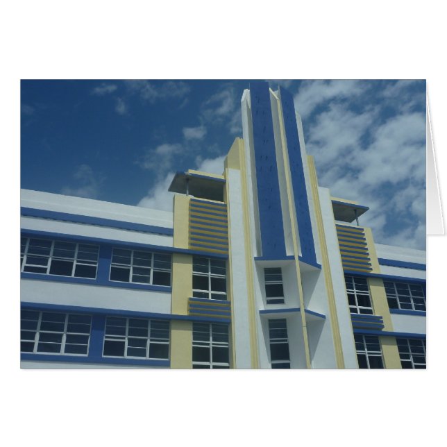 Cartão deco azul de miami (Frente Horizontal)