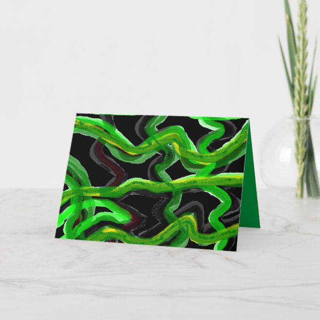 Cartão Decoração artística de cores mistas verde profundo (Frente)