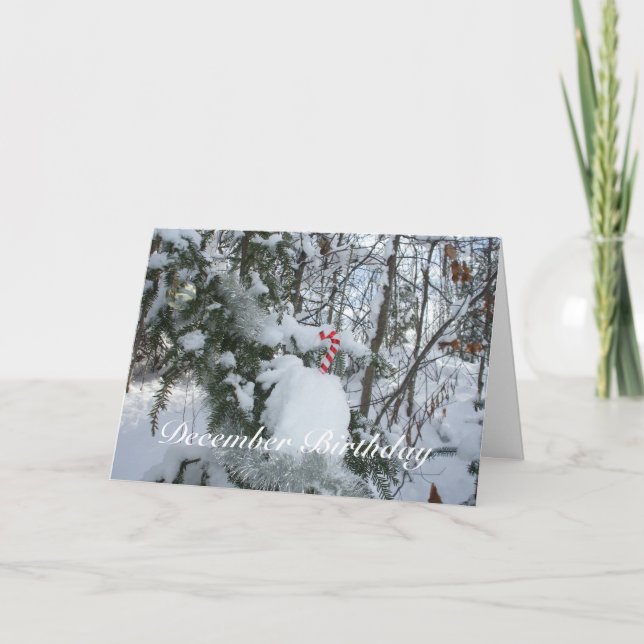 Cartão Decoração de Candy Cane - Aniversário de dezembro (Frente)