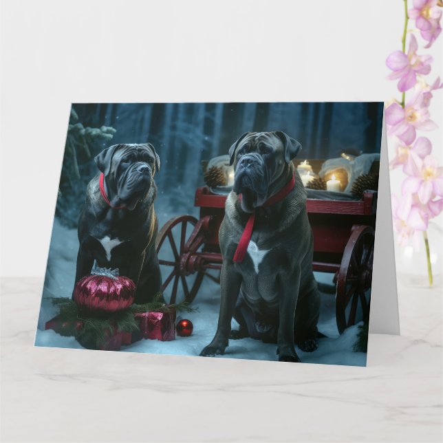 Cartão Decoração de Natal Cane Corso Snowy Sleigh (Orquídea)