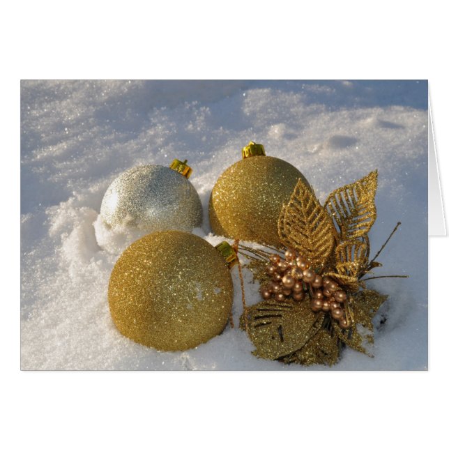 Cartão Decorações de brilho na placa de nota de neve (Frente horizontal)