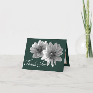 Cartão Decorativo Dahlias Verde Fundo Ciano Obrigado