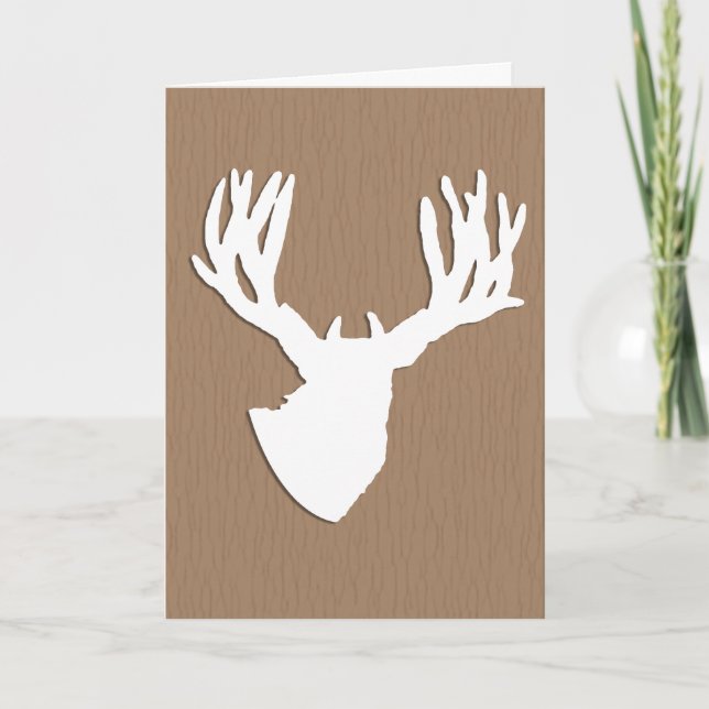 Cartão Deer Head Silhouette para Hunter Birthday (Frente)