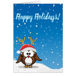 Cartão Deer Papai noel Owl