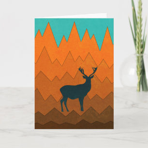 Cartão Deer Stag silhouette Autumn fall Abstrato Colorido