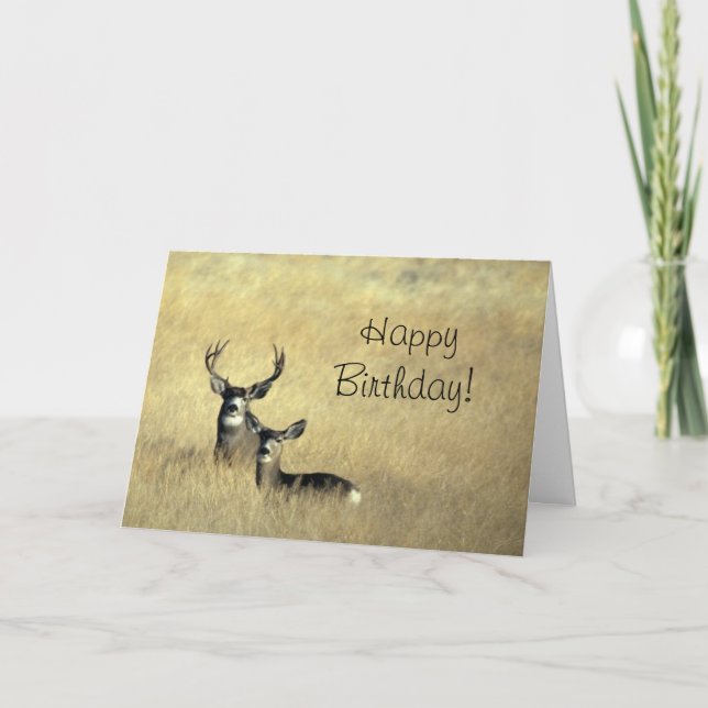 Cartão Deer with Antlers Happy Birday Day (Frente)