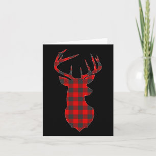 Cartão Deer Xadrez Red Reindeer Buck Natal