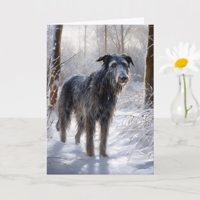 Cartão Deerhound Escocês Deixe-o nevar no Natal (Planta pequena)