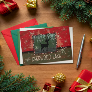 Cartão Deerwood Christmas Deer Rustic Inspirivity