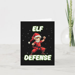 Cartão Defesa do Elf do Natal Artes Marciais Engraçadas K
