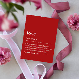 Cartão Definição de Amor Moderno Minimalista Vermelho do