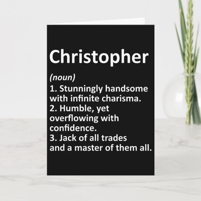 Cartão Definição de Christopher Nome Personalizado Engraç (Frente)