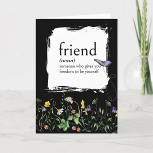 Cartão Definição De Dicionário Para AMIGO Com Flores Selv