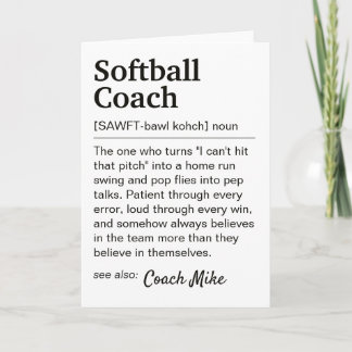 Cartão Definição de Treinador de Softbol Personalizada Ob