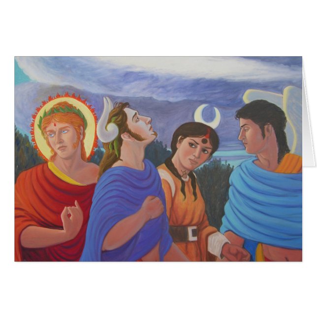 Cartão Deidades que dão uma volta (Frente horizontal)