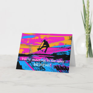 Cartão "Deixa a mosca!"  Patinete alto do vôo