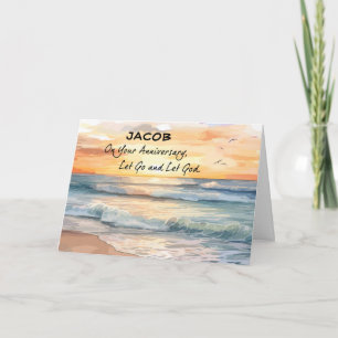Cartão Deixe Deus Recuperar o Aniversário Oceano Sunset