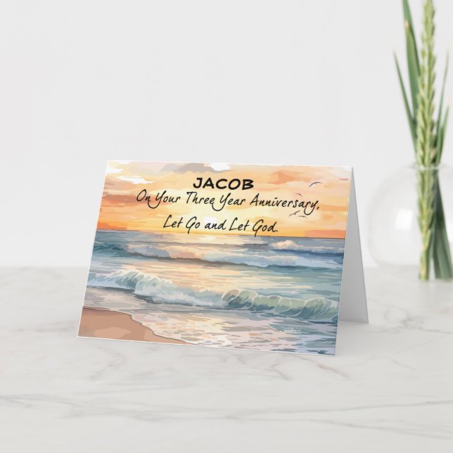 Cartão Deixe Deus recuperar três anos de aniversário (Frente)