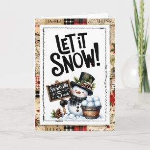 Cartão Deixe Nevar Boneco de Neve Natal