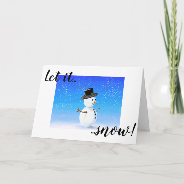 Cartão Deixe-o nevar alegre com o chapéu (Frente)