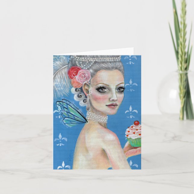 Cartão Deixe-os comer bolo (Frente)