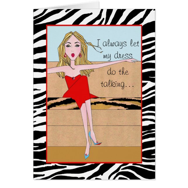 Cartão Deixo o meu vestido falar... fala todas as línguas (Frente)