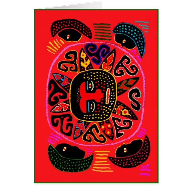 Cartão Del Sol Tribal Kuna (Frente)