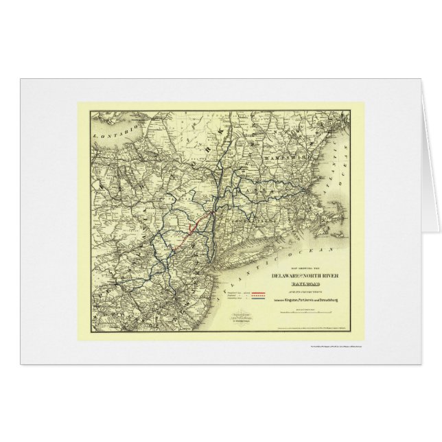 Cartão Delaware & mapa norte 1890 da estrada de ferro do (Frente Horizontal)