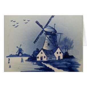 Cartão Delft Azul e Branco