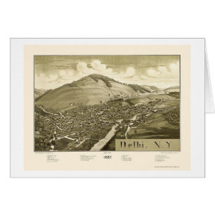 Cartão Deli, mapa panorâmico de NY - 1887