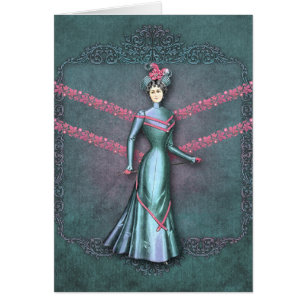 Cartão Delia: vestido de passeio dos 1890s no Aqua e no