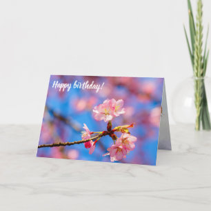 Cartão Delicada Beleza de Sakura Contra o Céu Azul