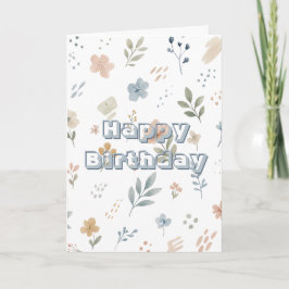 Cartão Delicado floral, Feliz Aniversário 