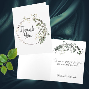 Cartão Delicado Verde Anel Floral Branco Personalizado C