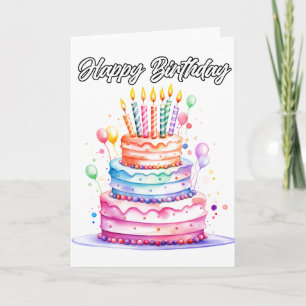Cartão Delicioso Bolo de Aniversário Feliz