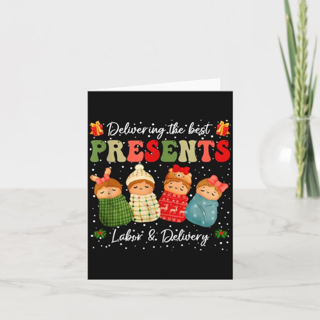 Cartão Delivering The Baby Labor Delivery Nurse Christmas (Frente)