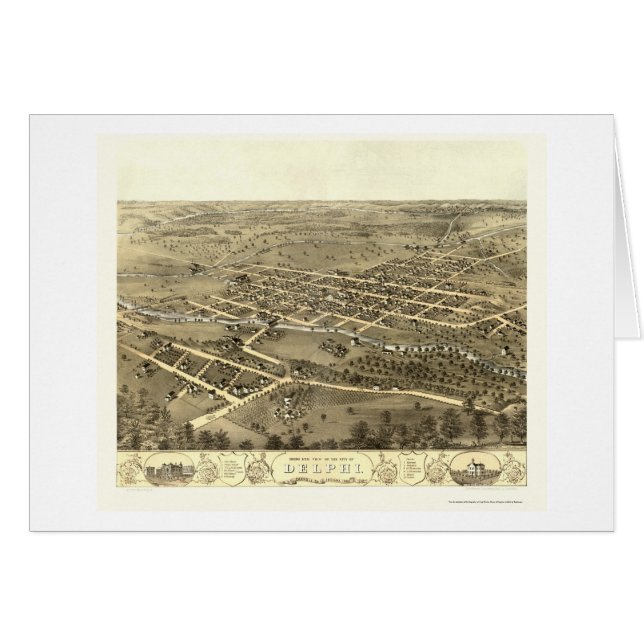 Cartão Delphi, no mapa panorâmico - 1868 (Frente Horizontal)