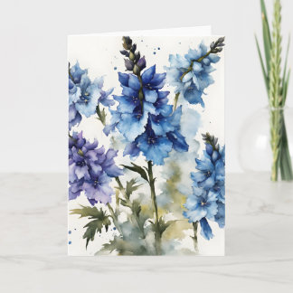 Cartão Delphinium - Flores aquarela