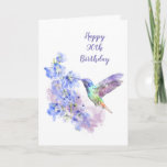Cartão Delphiniums vazios do pássaro do colibri do<br><div class="desc">O colibri vazio do aniversário e o Delphinium azul florescem para aqueles que amam esta pássaros,  jardins,  flores ou natureza.</div>