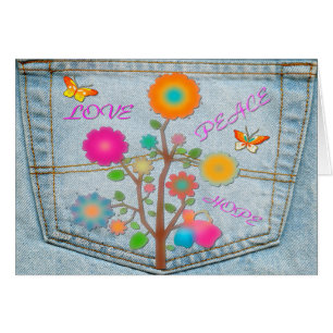 Cartão Denim Back Pocket Flores Paz Esperança