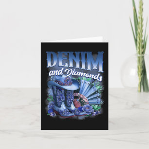 Cartão Denim E Diamantes Country Western Cowgirl Boots P
