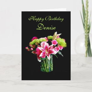 Cartão Denise Happy Birthday, Stargazer Lily Buquê