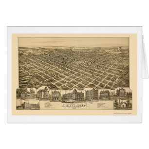 Cartão Denison, mapa panorâmico de TX - 1891