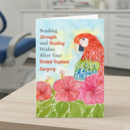 Cartão Dental Surgery Healing Scarlet Macaws, Hibiscus