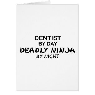 Cartão Dentista Ninja mortal em a noite
