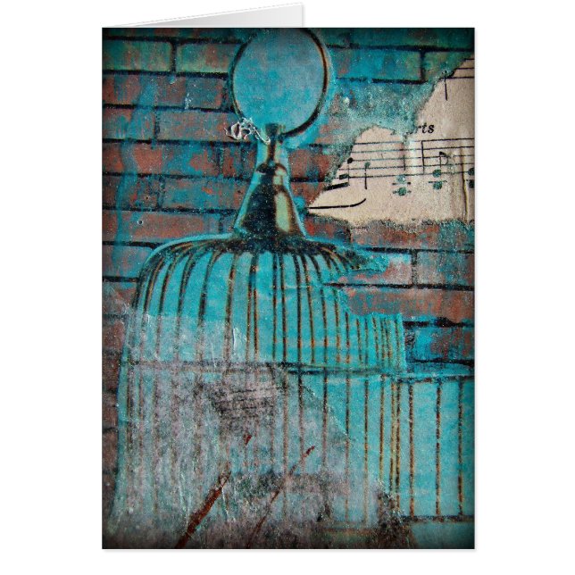 Cartão Dentro de Vazio de Mídia Mista de Colagem de Pássa (Frente)