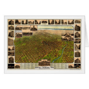 Cartão Denver, mapa panorâmico do CO - 1908