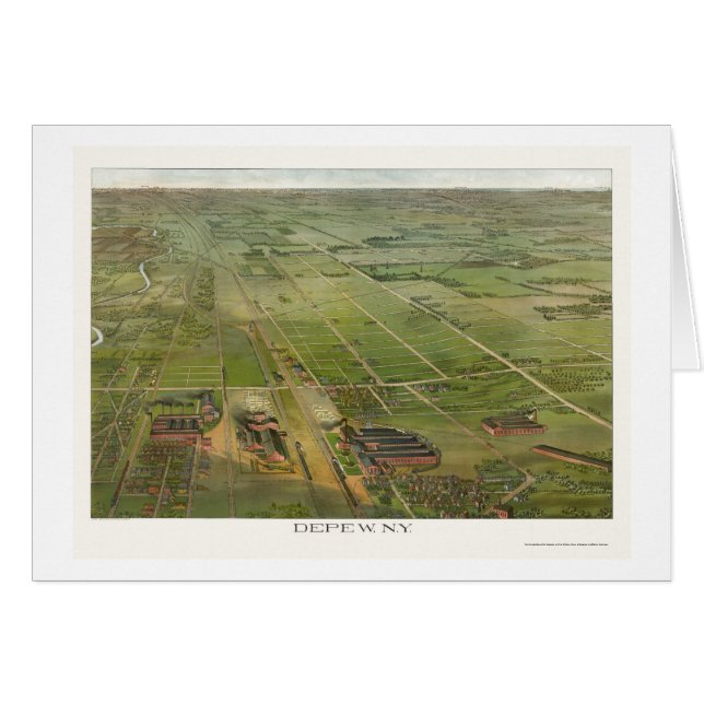 Cartão Depew, mapa panorâmico de NY - 1898 (Frente Horizontal)